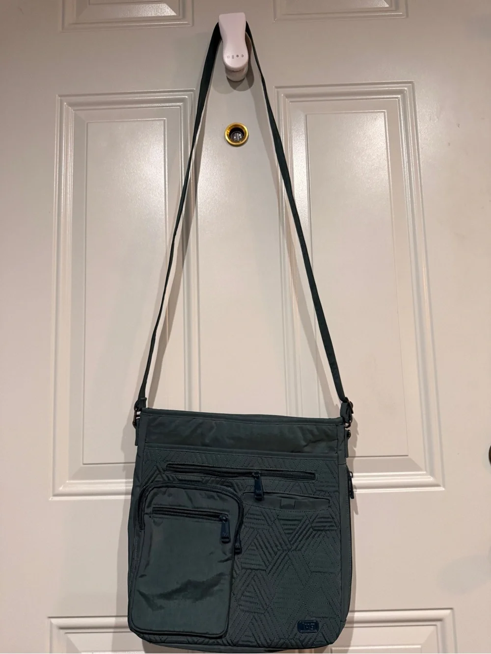 Lug Monorail Peacock Blue-Green Quilted Crossbody